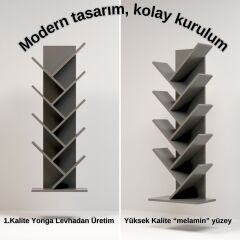 VİESMO Cross Dekoratif Çapraz Sekiz Bölmeli Kitaplık (Antrasit)