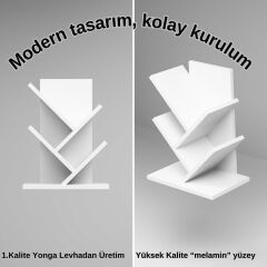 VİESMO Cross Dekoratif Çapraz Masaüstü Organizer Kitaplık (Beyaz)
