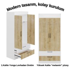 Viesmo Tobi Çocuk Gardırobu Safir Meşe Beyaz