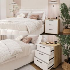 Moss Komodin Safir Meşe- Beyaz Çekmece