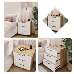 Moss Komodin Safir Meşe- Beyaz Çekmece