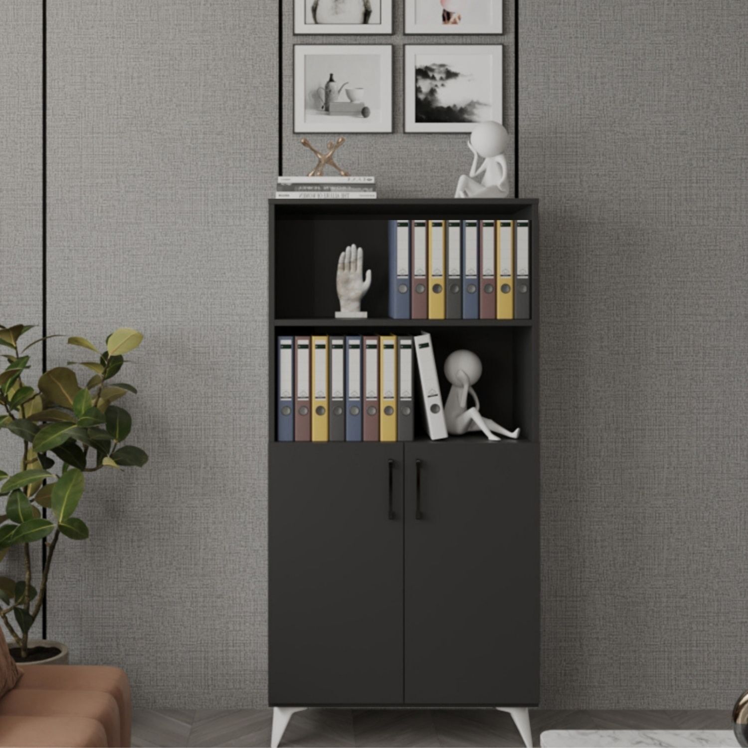 Viesmo Nova 4 Raflı Dosya Dolabı, Ofis Dolabı Antrasit