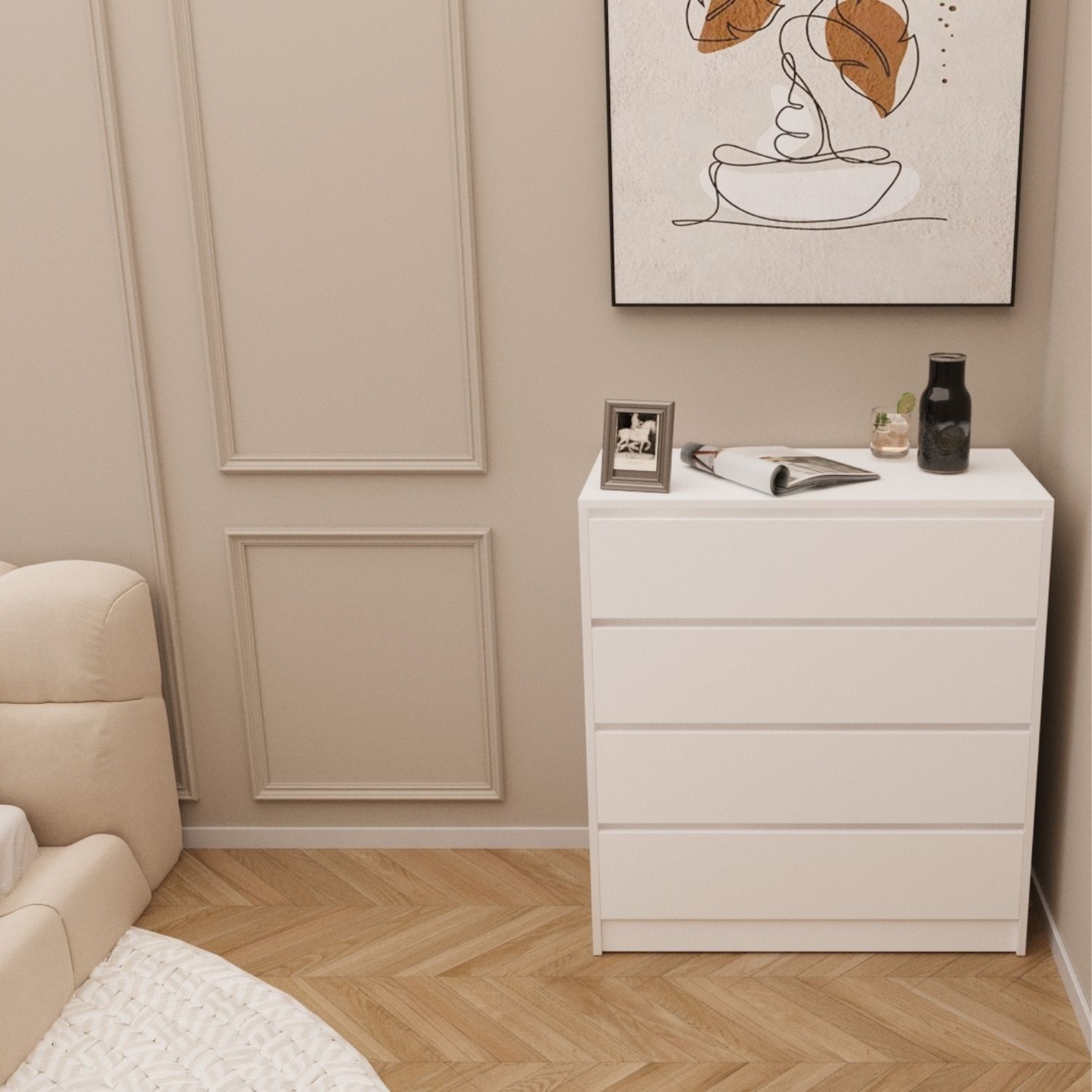 Viesmo Tidy Dört Çekmeceli Şifonyer Beyaz