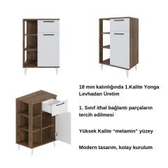 Lina Çok Amaçlı Dolap, Kahve Dolabı, Kitaplık Beyaz - Hitit
