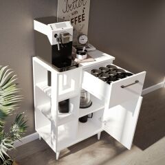 Lina Çok Amaçlı Dolap, Kahve Dolabı, Kitaplık Beyaz
