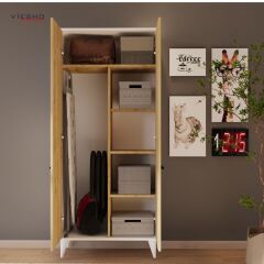 Vesta İki Kapaklı Raflı Dolaplı PortmantoVestiyer Çok Amaçlı Dolap