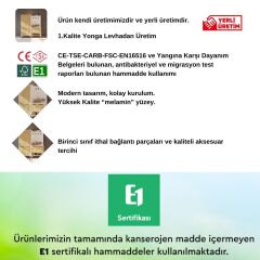 Dolaplı Raflı 4 kapaklı Askılı Dolaplı Portmanto Vestiyer Beyaz Safirmeşe